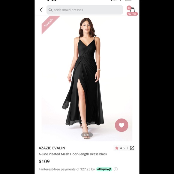 Azazie Evalin bridesmaid dress, floor length, size 6 - Picture 1 of 3